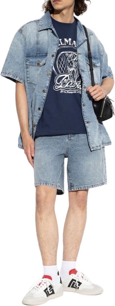 Balmain T-Shirts And Polos Blue/White Navy