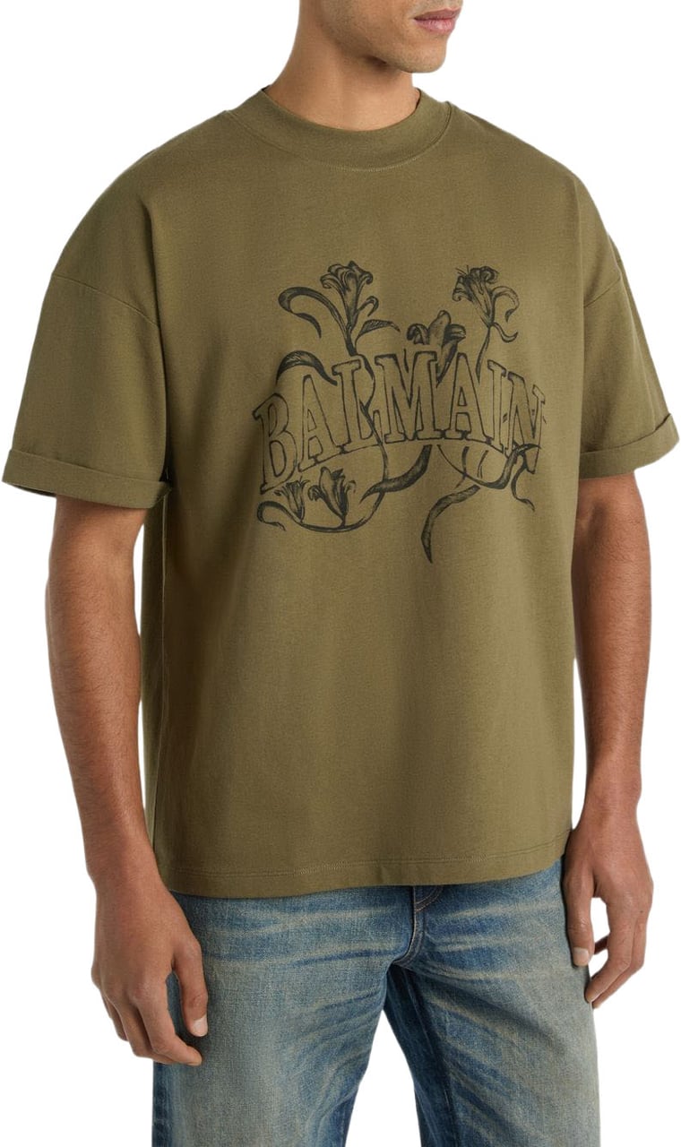 Balmain T-Shirts And Polos Kaki/Black Donkergroen