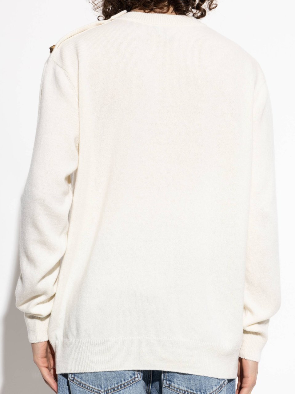 Balmain White Classic Crew Neck Fabric Sweater Rood