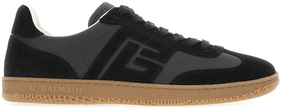 Balmain Black leather and suede sneakers Zwart