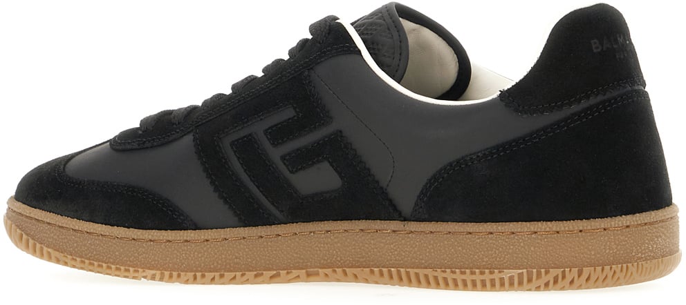 Balmain Black leather and suede sneakers Zwart