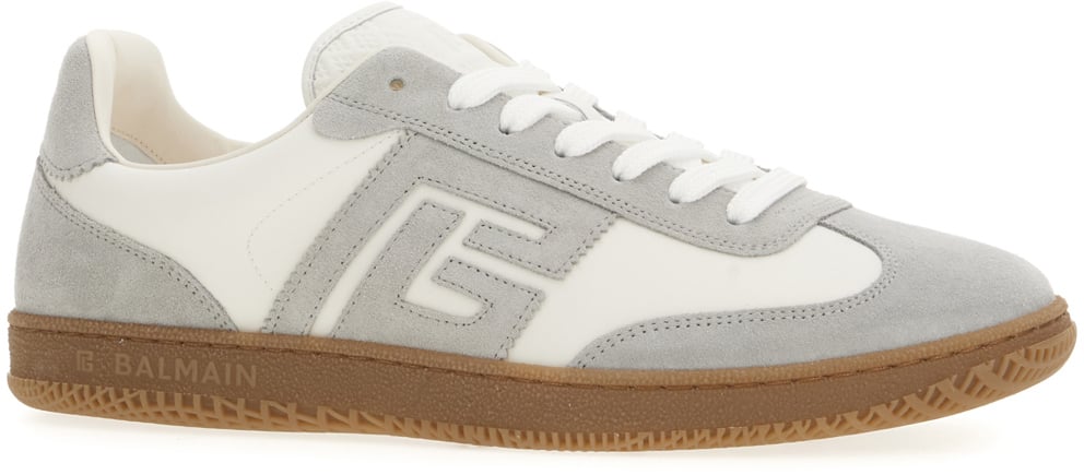 Balmain Two-tone leather and suede Swan sneakers Divers