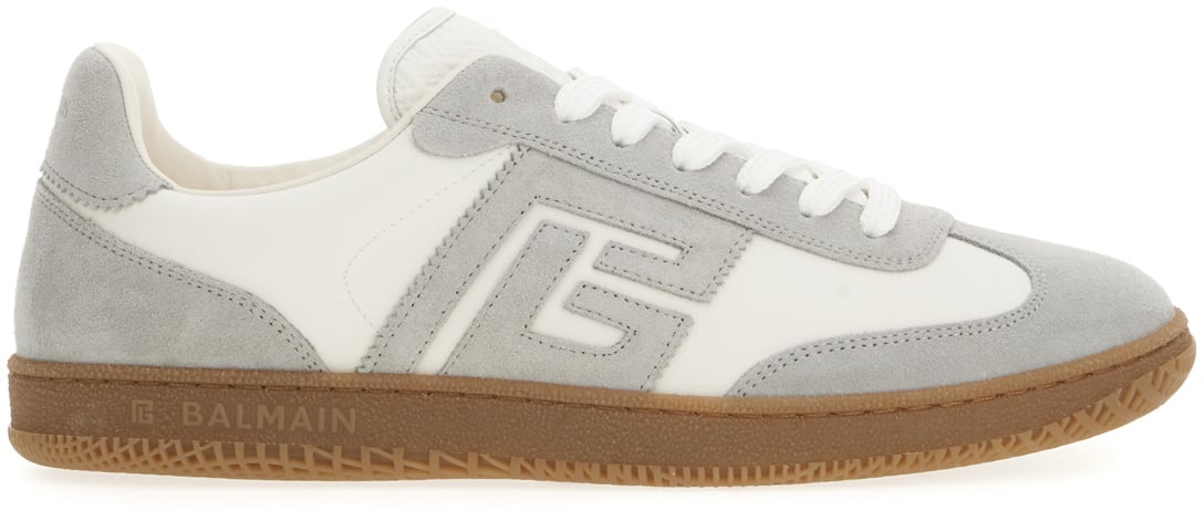 Balmain Two-tone leather and suede Swan sneakers Divers