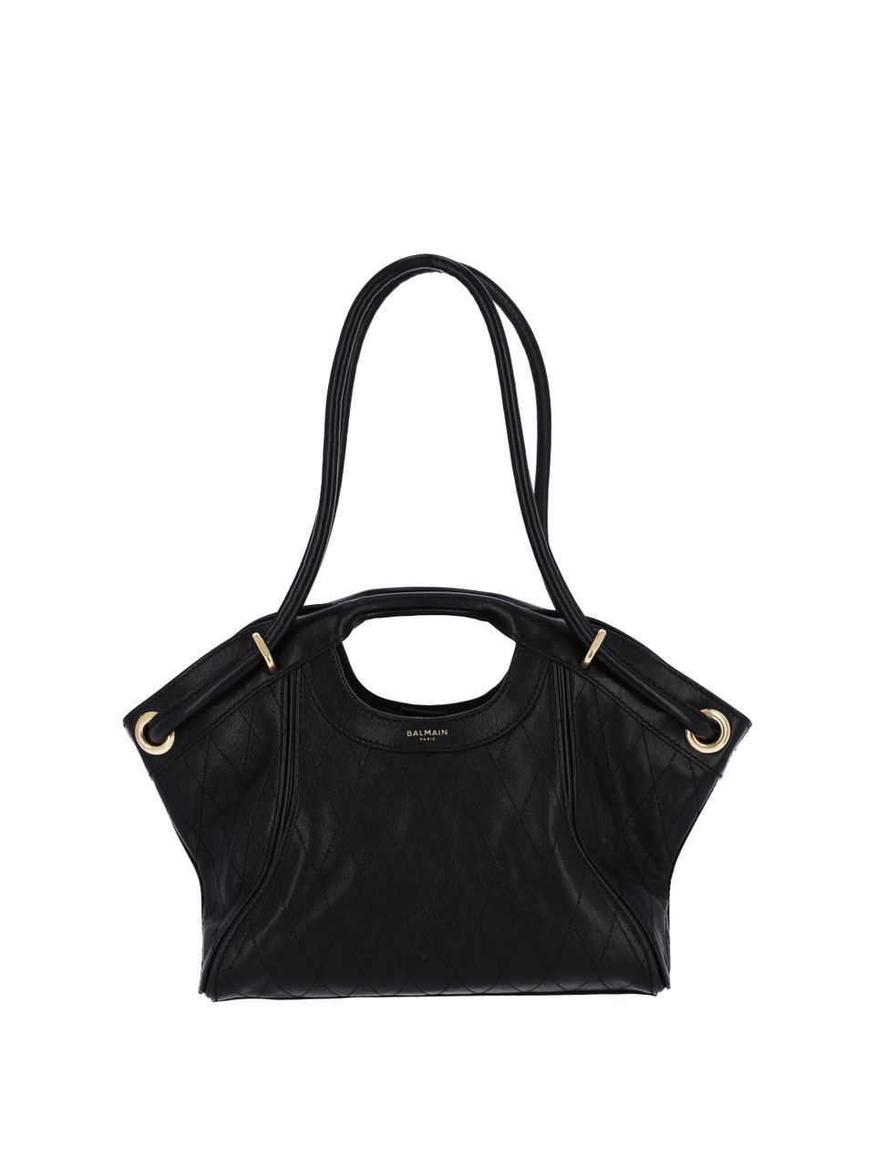 Balmain Black Lambskin Medium Tote Bag Zwart