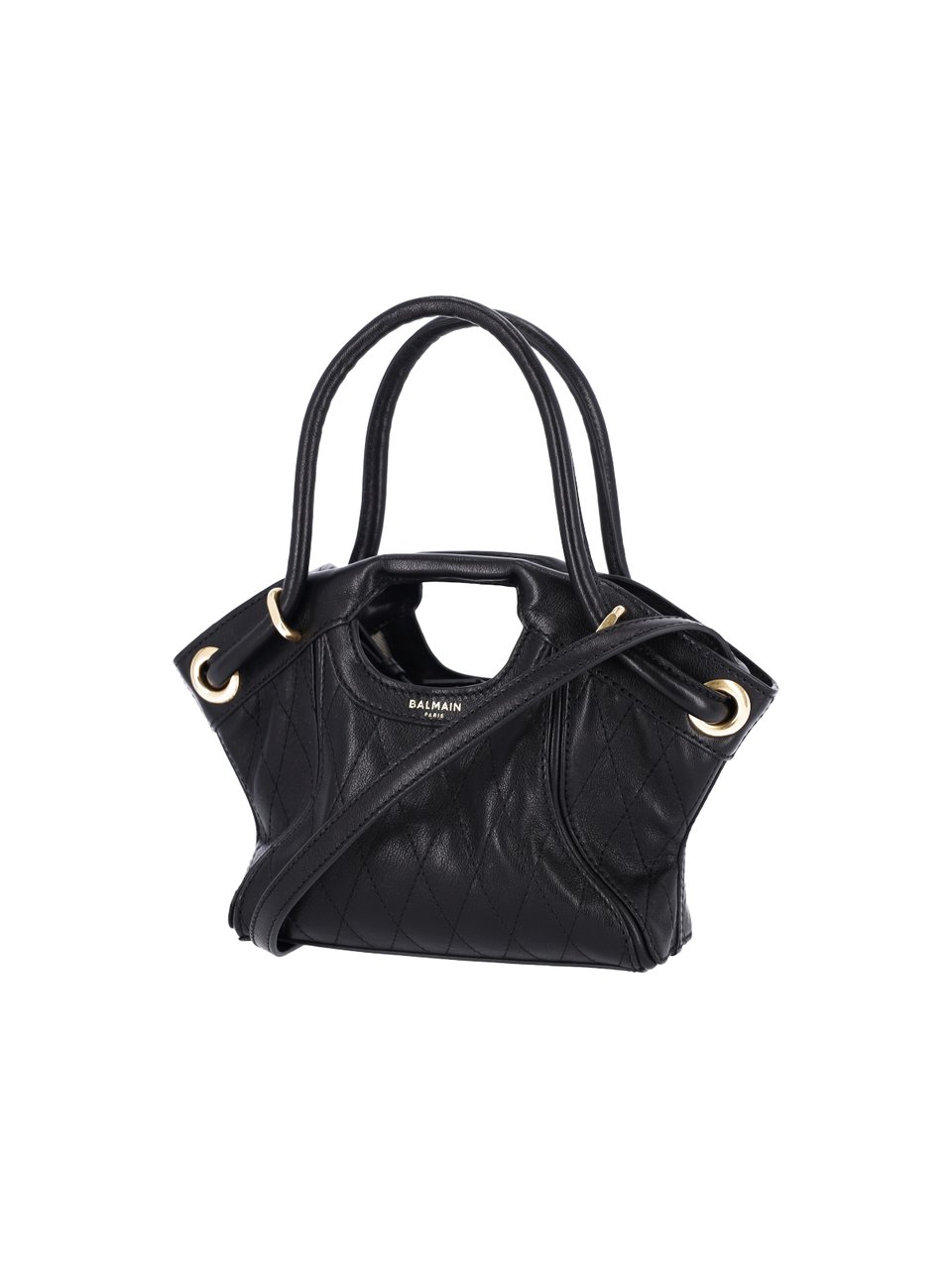 Balmain Black Lambskin Small Tote Bag Zwart