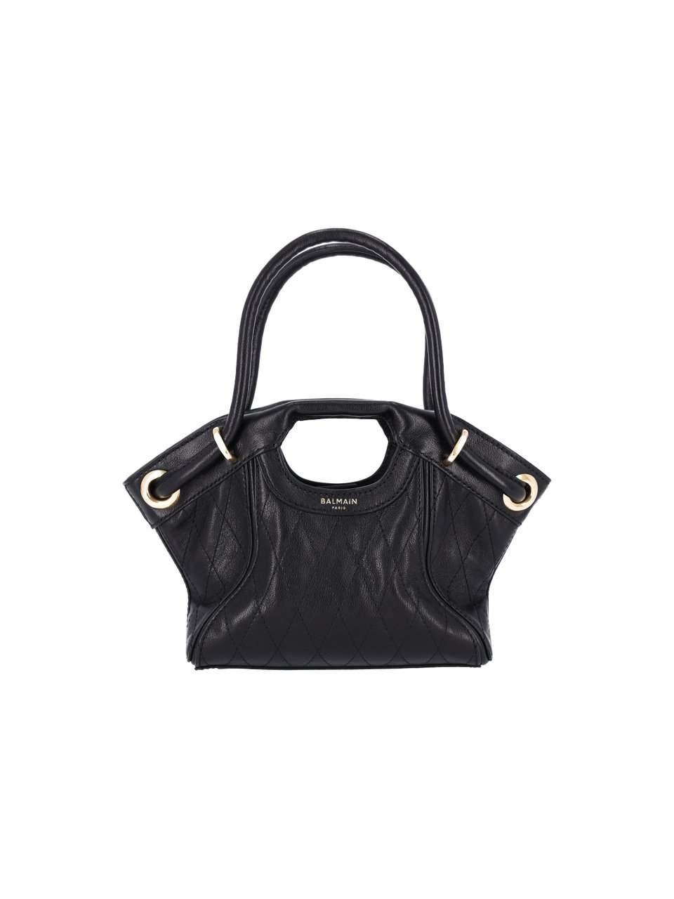 Balmain Black Lambskin Small Tote Bag Zwart