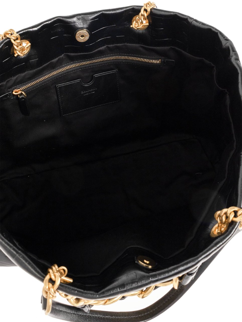 Balmain Black Open Large Embossed Tote Bag Zwart