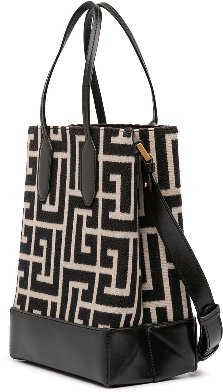Balmain Maxi Monogram Jacquard North South Shopping Tote Bruin