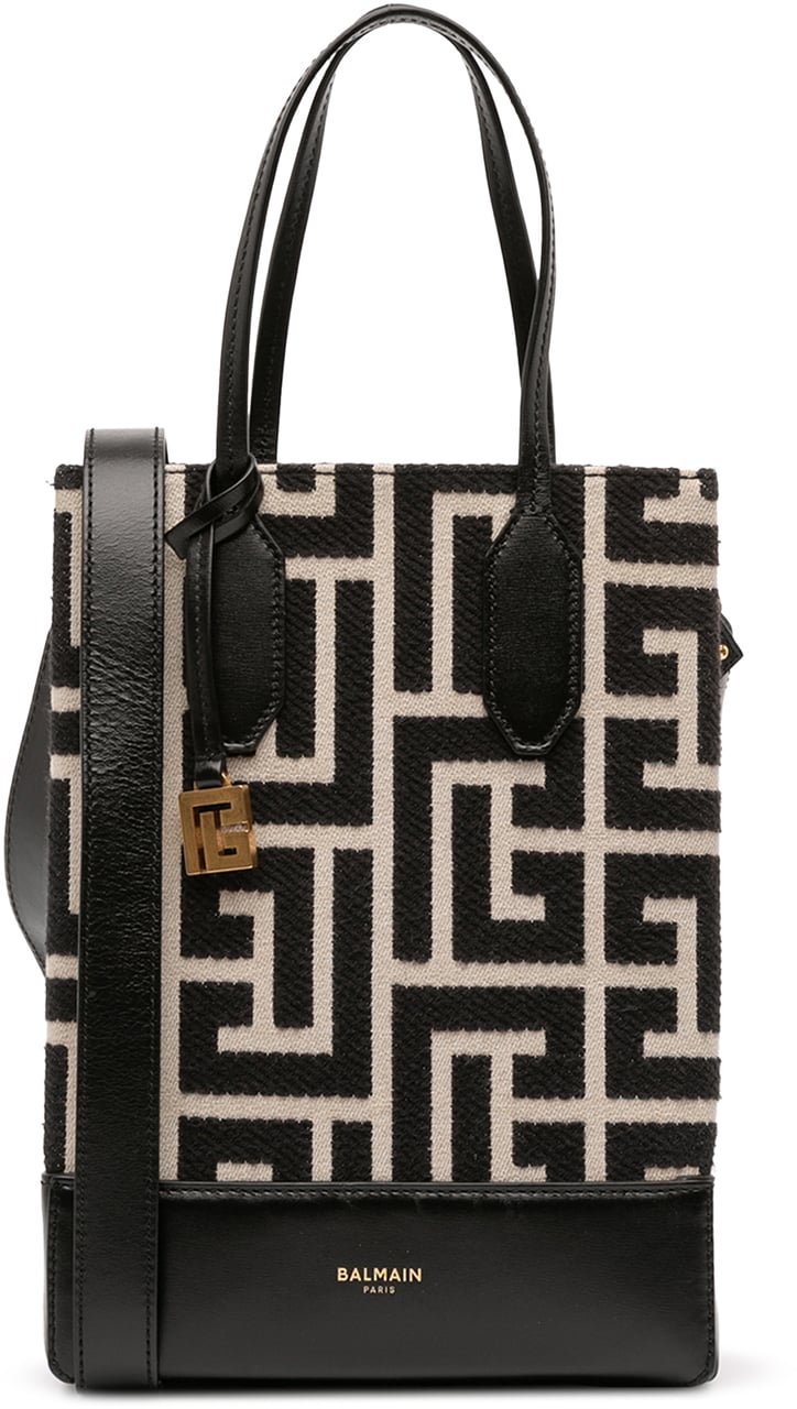 Balmain Maxi Monogram Jacquard North South Shopping Tote Bruin
