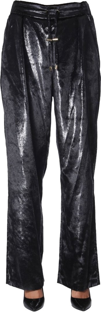 Balmain Velvet Lurex Wide Pants Zwart