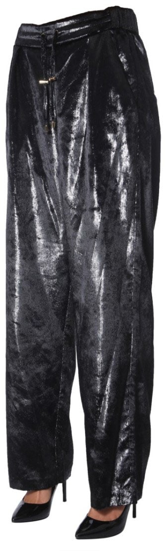 Balmain Velvet Lurex Wide Pants Zwart