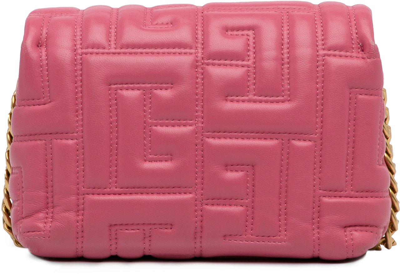 Balmain 1945 Quilted Leather Crossbody Roze