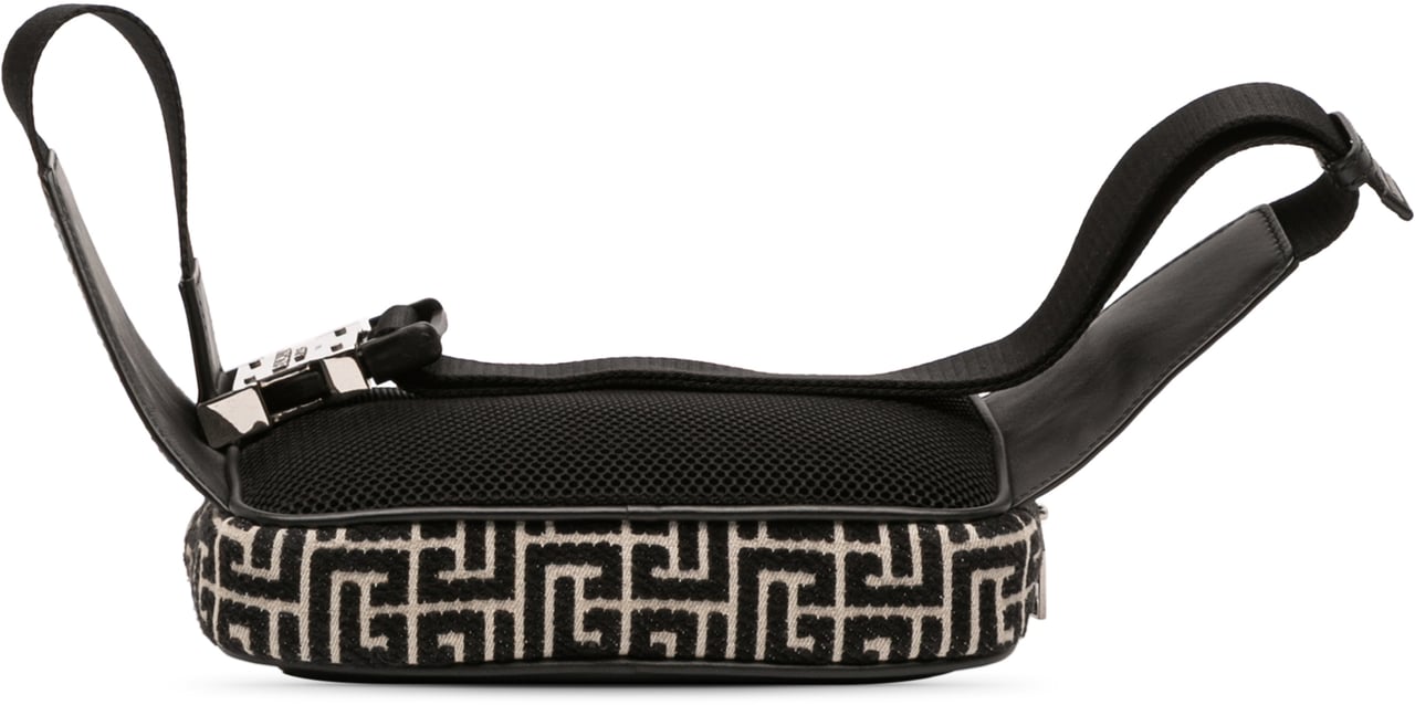 Balmain Monogram Leather Trimmed Jacquard Belt Bag Zwart