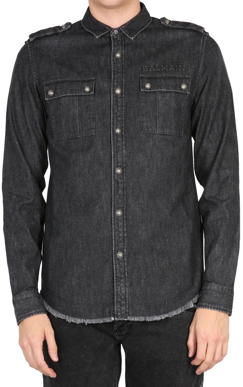 Balmain Balmain Cotton Denim Shirt Zwart