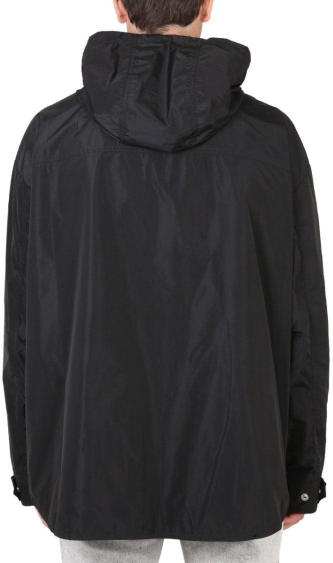 Balmain Hooded Black Jacket With Drawstring Zwart
