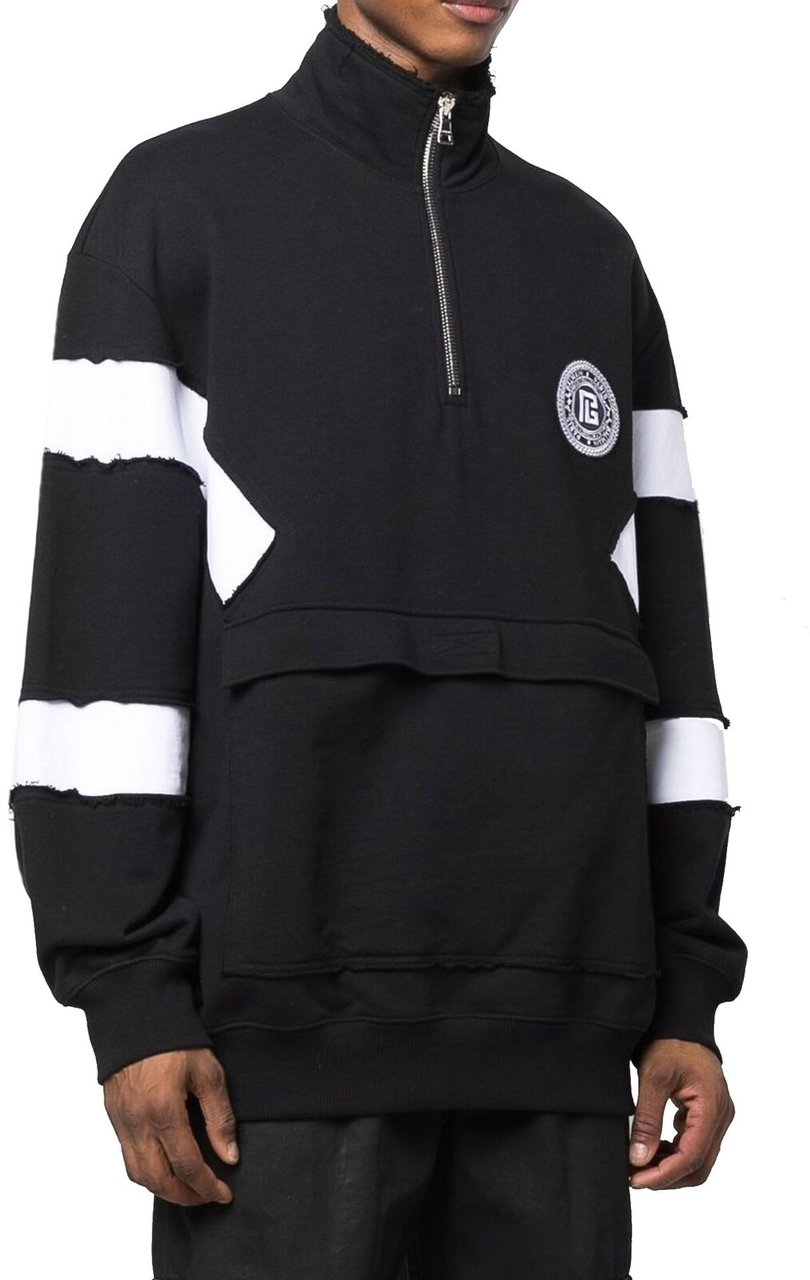 Balmain Balmain Circle Logo Cotton Sweatshirt Zwart