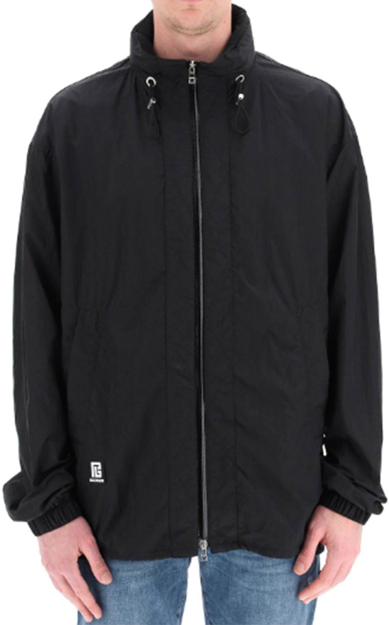 Balmain Balmain Nylon Logo Jacket Zwart