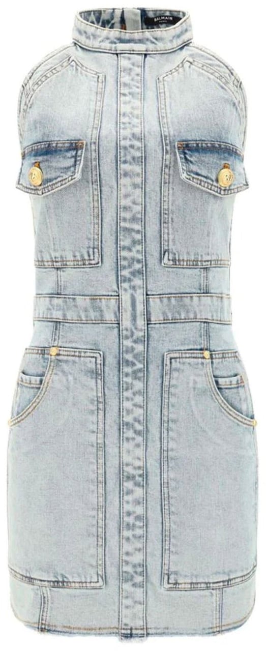 Balmain Balmain Denim Mini Dress Blauw