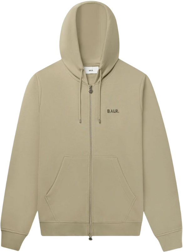 BALR Balr Q-Series Regular Fit Zip Through Hoodie Beige