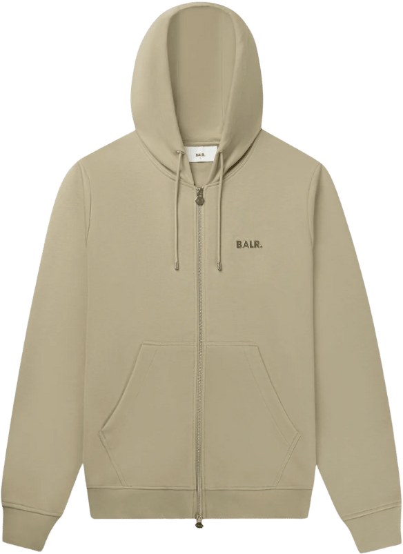BALR Balr Q-Series Regular Fit Zip Through Hoodie Beige
