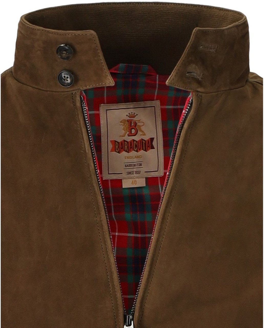 Baracuta BARACUTA G9 SUÈDE DARK OLIVE BOMBER JACKET Groen