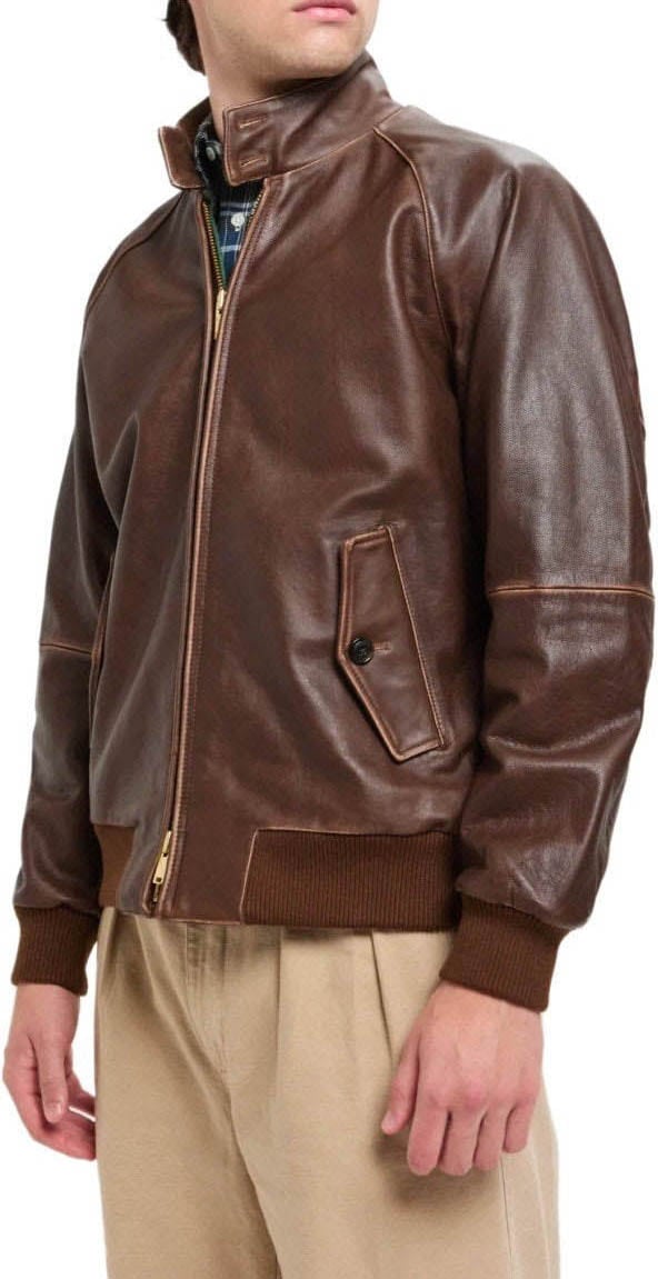 Baracuta BARACUTA G9 LEATHER CHOCOLATE BOMBER JACKET Bruin