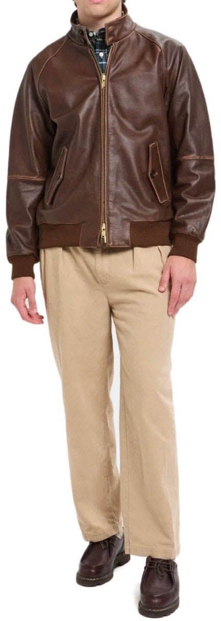 Baracuta BARACUTA G9 LEATHER CHOCOLATE BOMBER JACKET Bruin