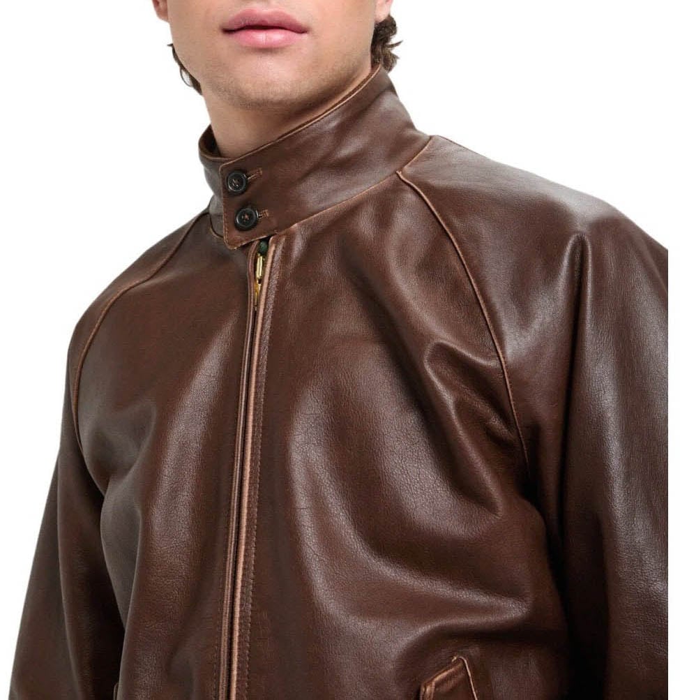 Baracuta BARACUTA G9 LEATHER CHOCOLATE BOMBER JACKET Bruin