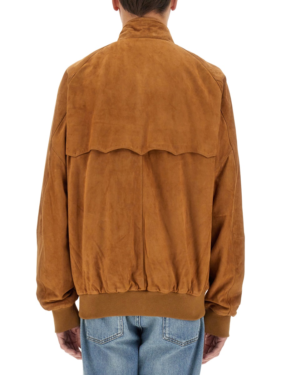 Baracuta Warm Brown Suede Tartan Jacket Bruin
