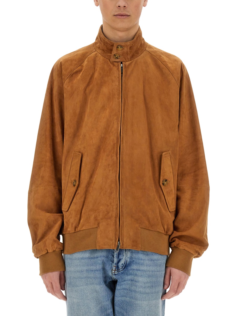 Baracuta Warm Brown Suede Tartan Jacket Bruin