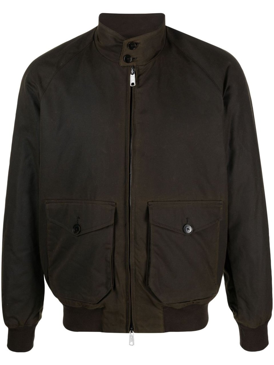 Baracuta Brown Waxed Jacket With High Collar And Glossy Finish Zwart