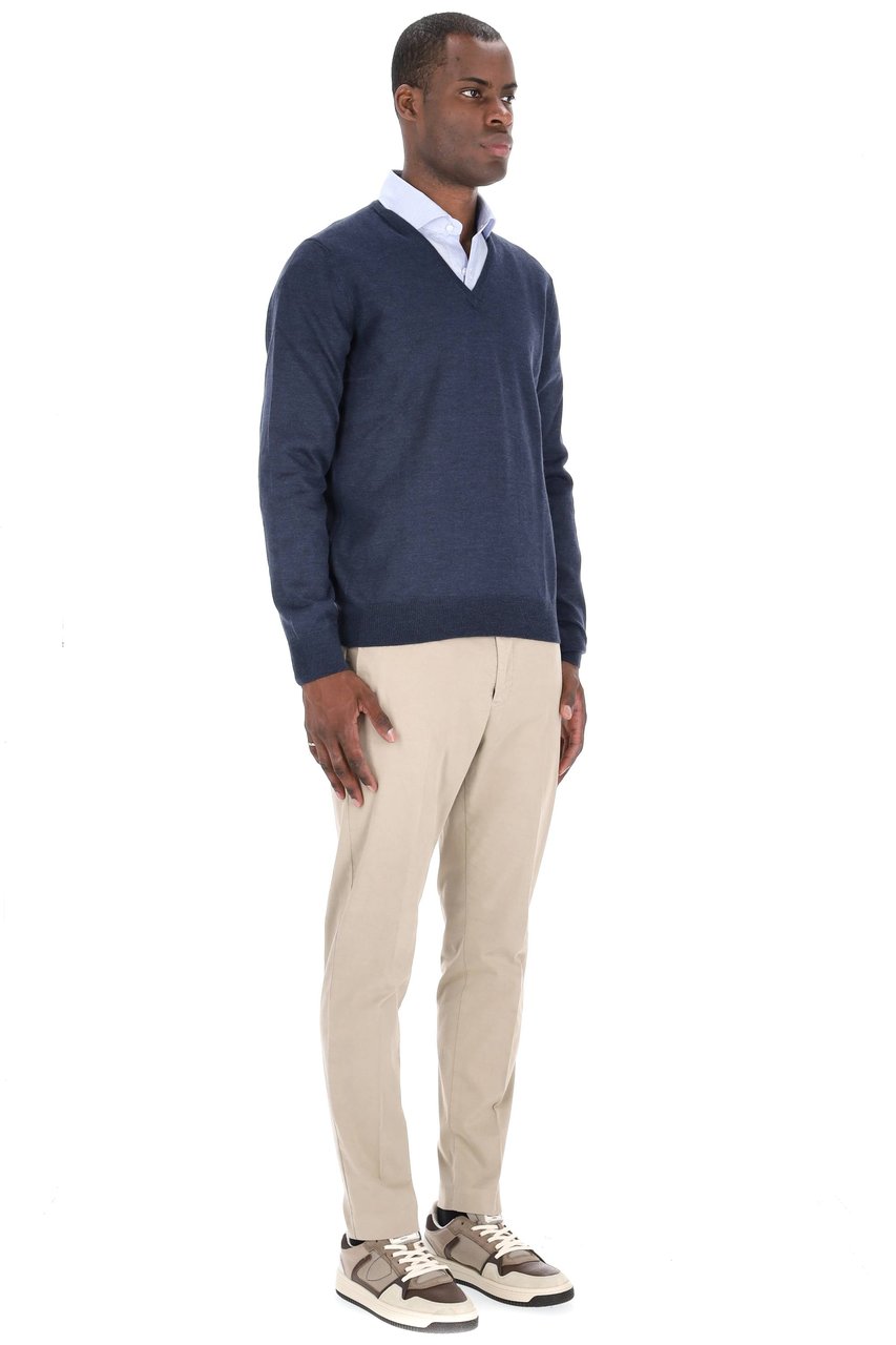 Barba Virgin Wool V-Neck Sweater Grijs