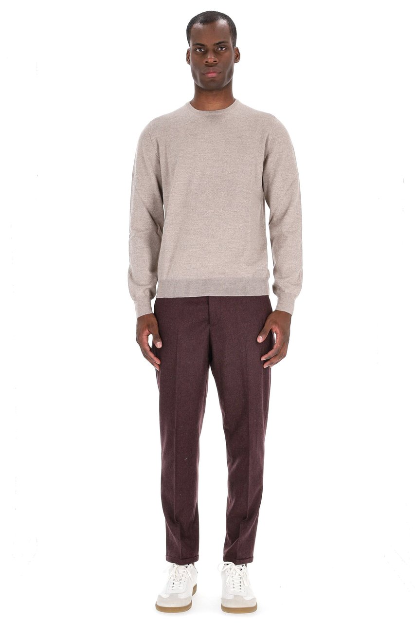 Barba Merino Wool Crewneck Sweater Roze