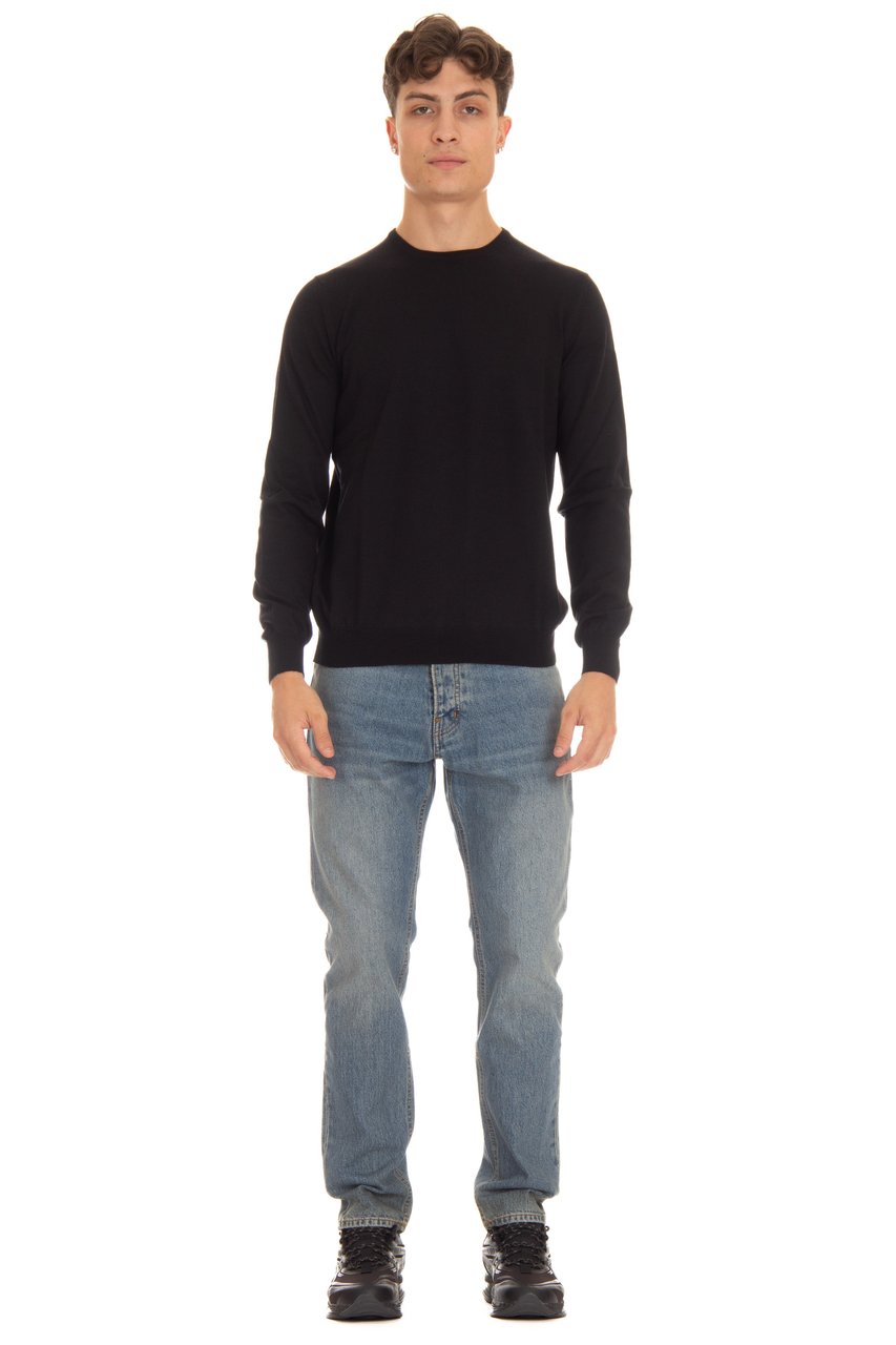 Barba Extrafin Virgin Wool Crewneck Sweater Zwart