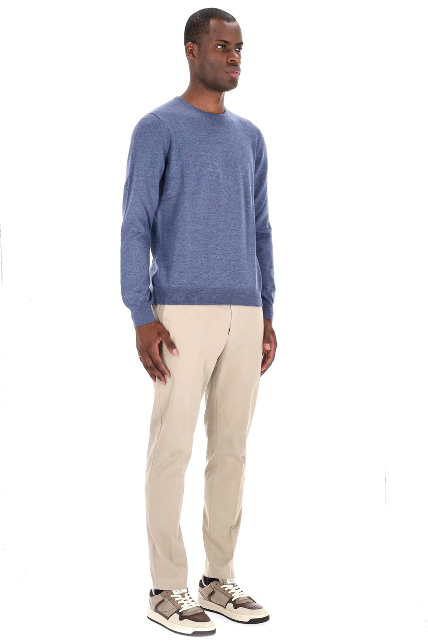 Barba Merino Wool Crewneck Sweater Blauw