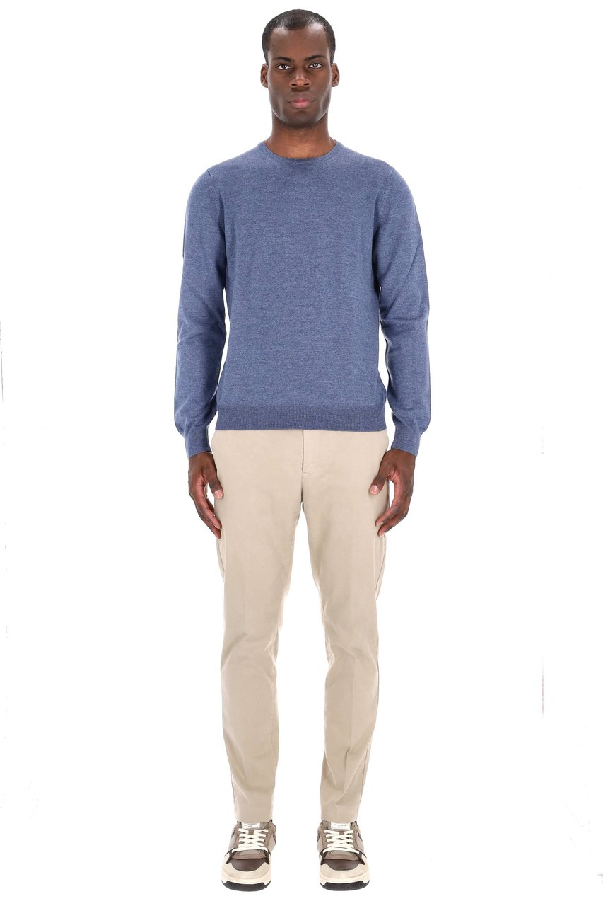 Barba Merino Wool Crewneck Sweater Blauw