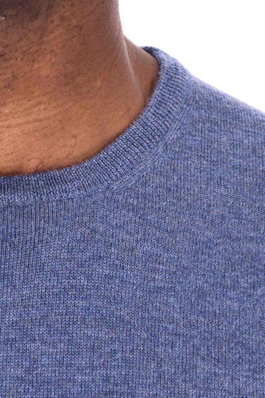 Barba Merino Wool Crewneck Sweater Blauw
