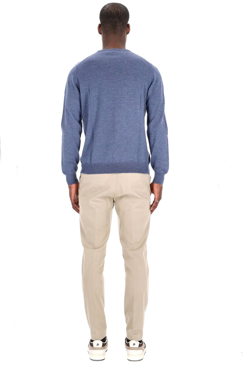 Barba Merino Wool Crewneck Sweater Blauw