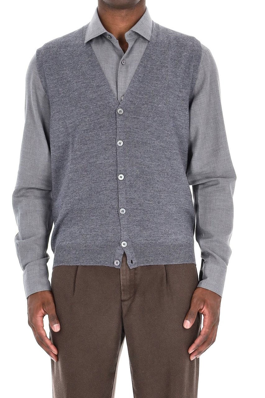 Barba Merino Wool Vest Grijs