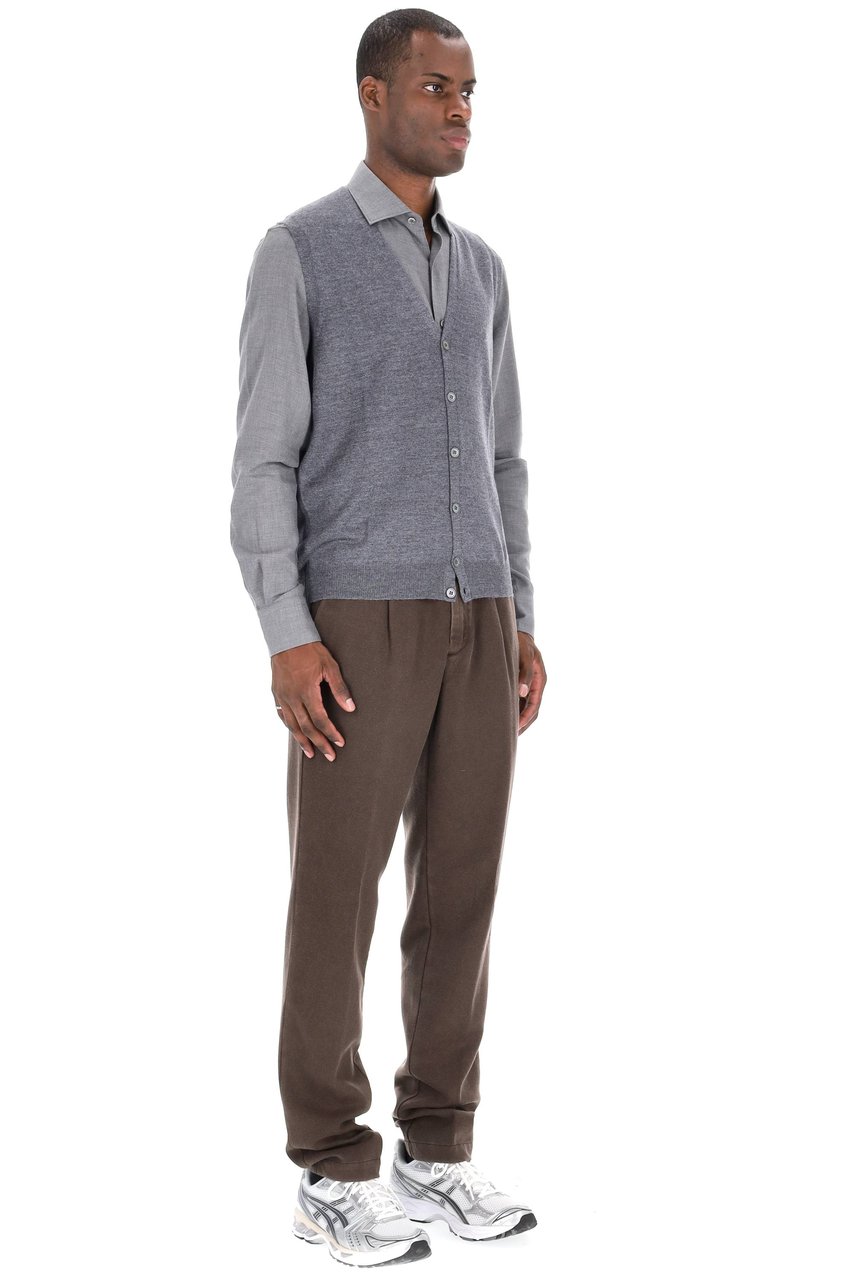 Barba Merino Wool Vest Grijs