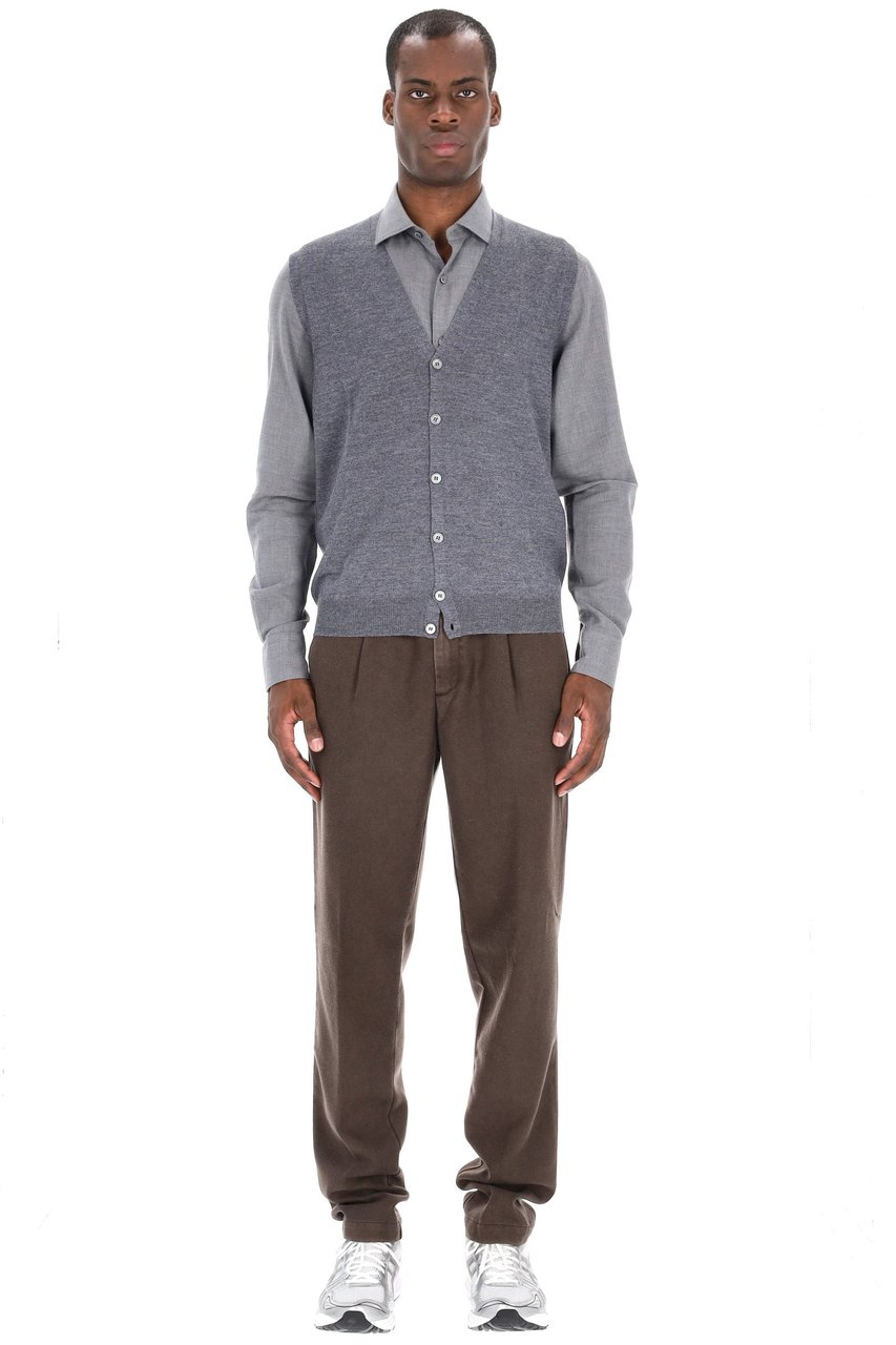 Barba Merino Wool Vest Grijs