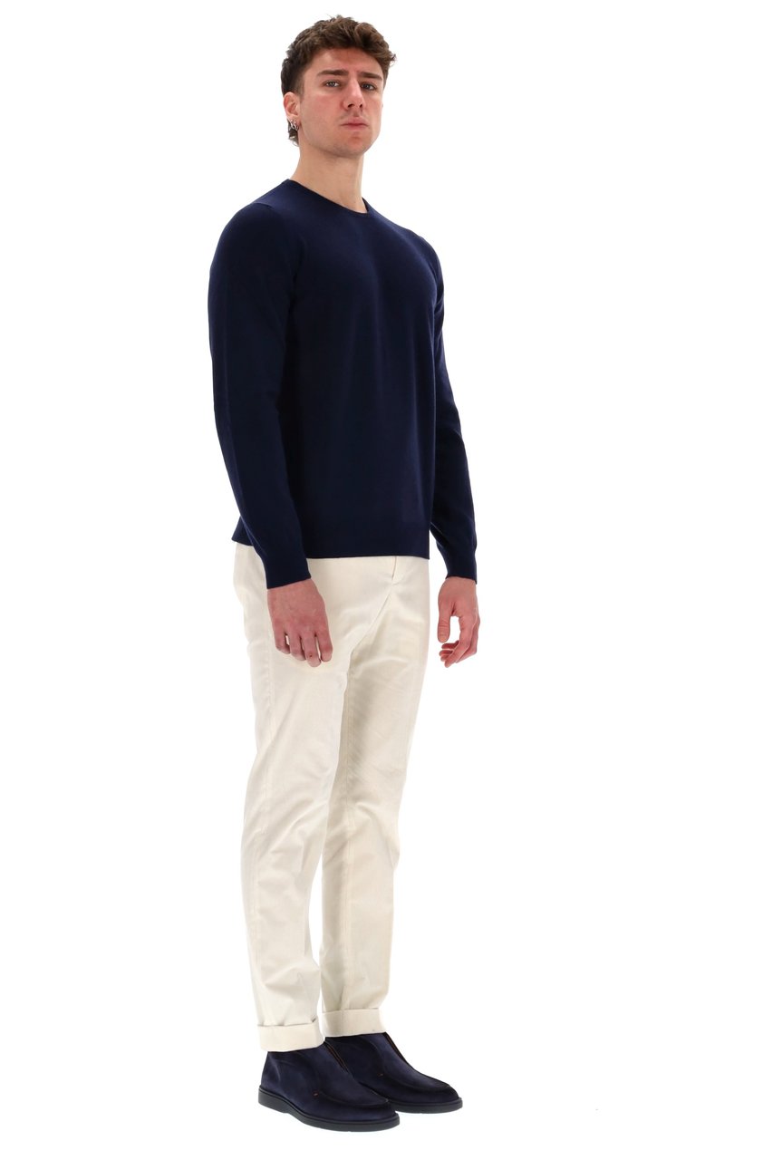Barba Fine Wool-Cashmere Crewneck Sweater Zwart