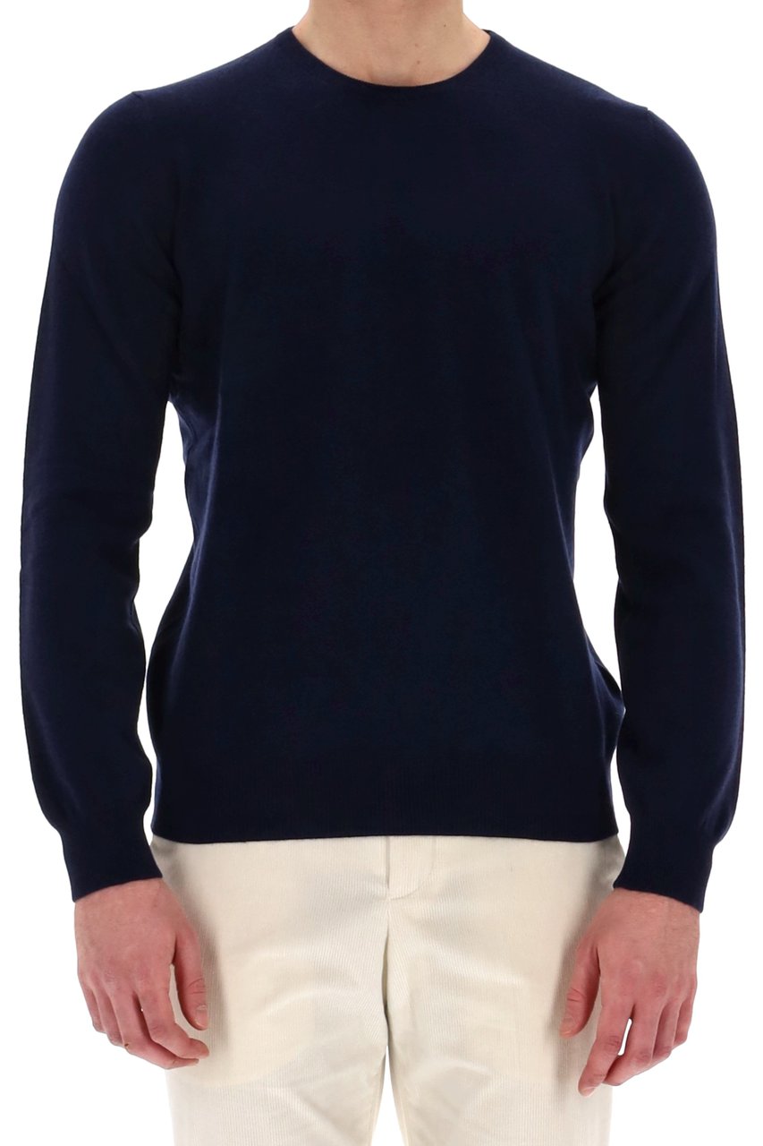 Barba Fine Wool-Cashmere Crewneck Sweater Zwart