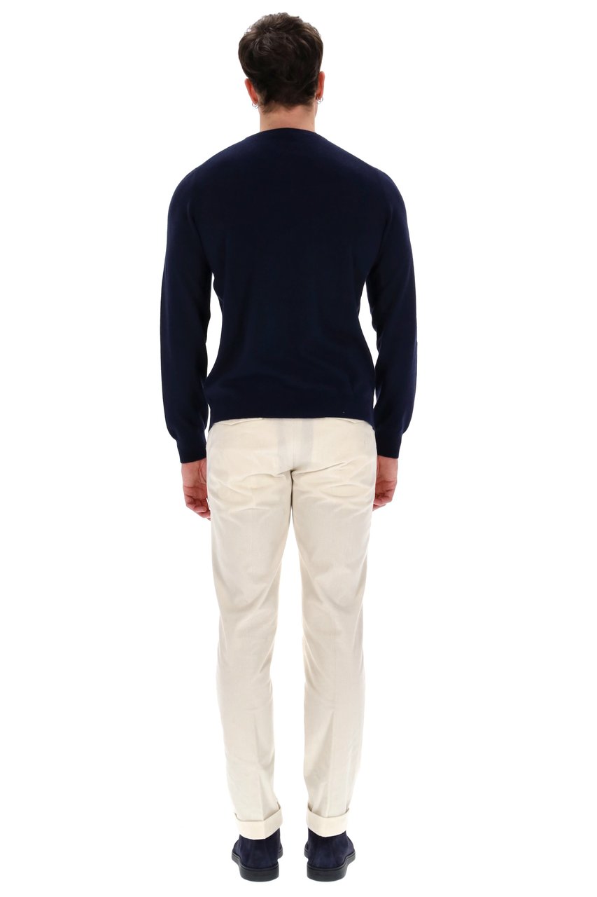 Barba Fine Wool-Cashmere Crewneck Sweater Zwart