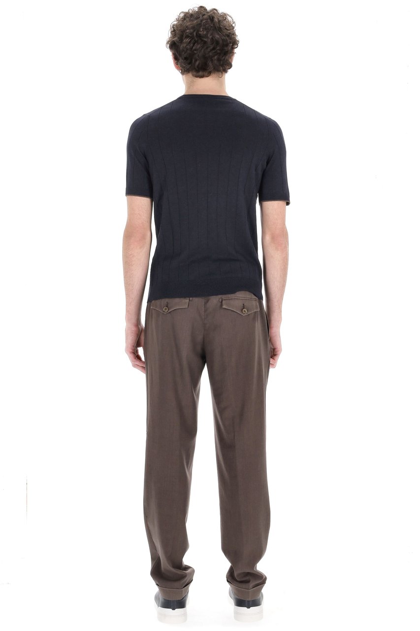 Barba Pure Silk Ribbed T-Shirt Zwart