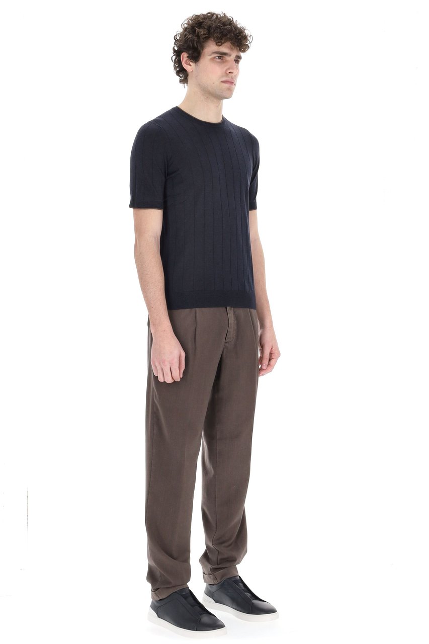 Barba Pure Silk Ribbed T-Shirt Zwart