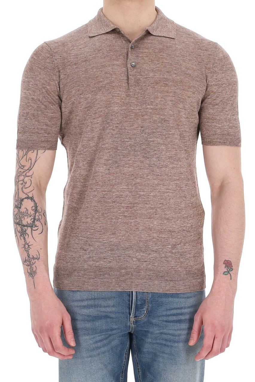 Barba Melange Pure Linen Polo Grijs