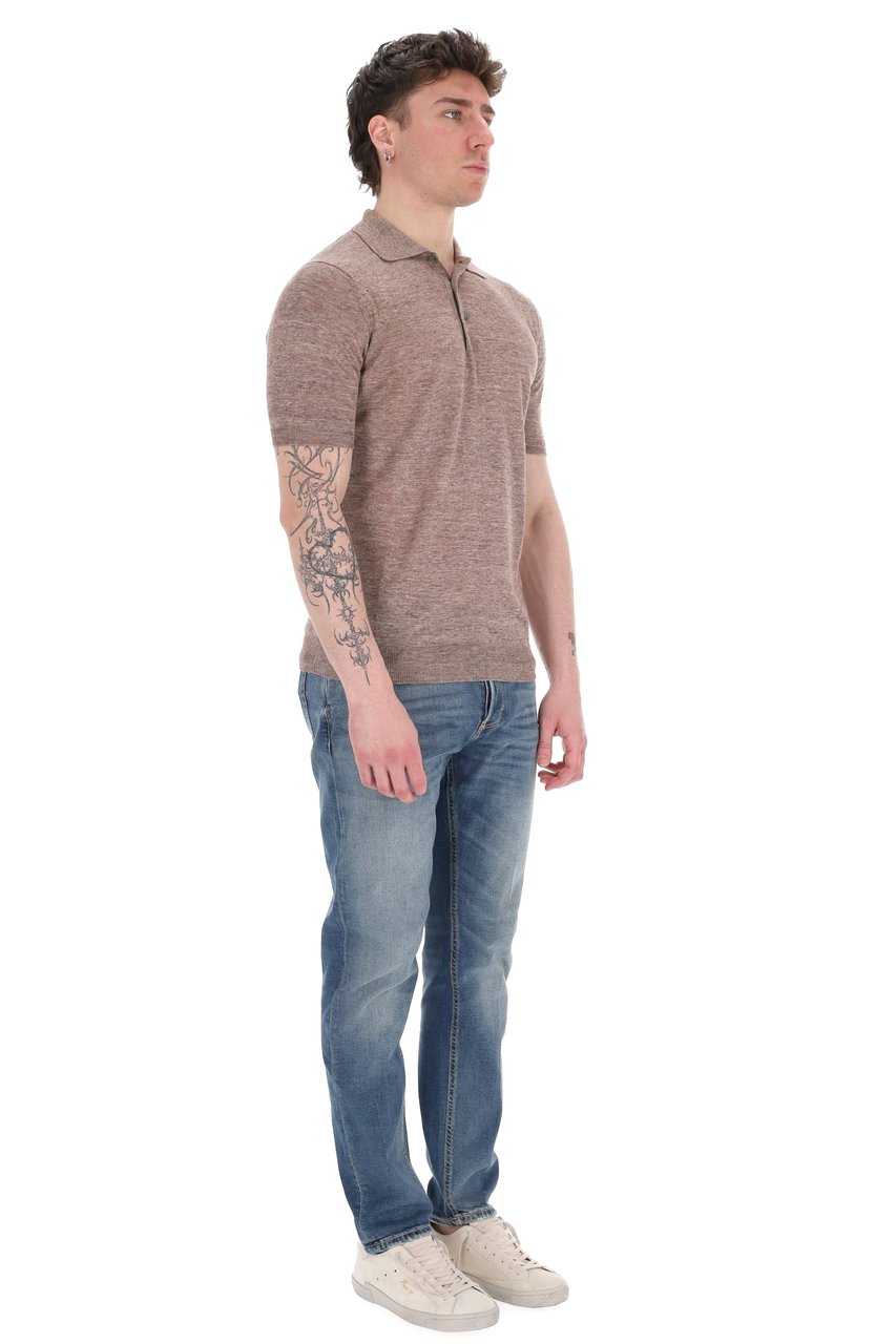 Barba Melange Pure Linen Polo Grijs