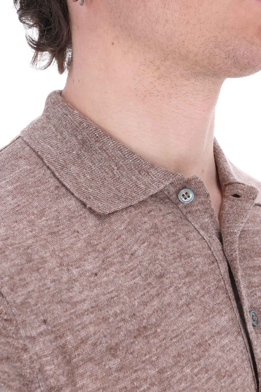 Barba Melange Pure Linen Polo Grijs