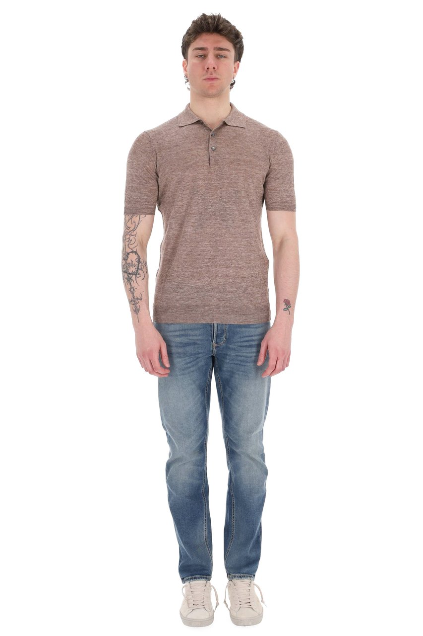Barba Melange Pure Linen Polo Grijs